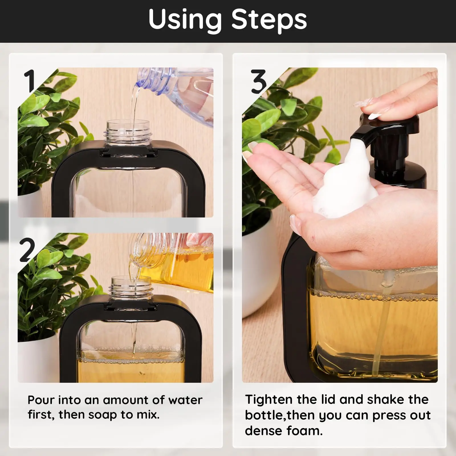 Soap Dispenser Foam Pump Bottle Refillable Bottle Foaming Soap Dispenser Soap Dispenser Bottle Foaming Hand Soap Dispenser Empty Refillable Large Square Plastic 17 oz Foam Bottle