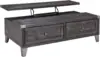 Todoe Industrial Rectangular Lift Top Coffee Table with 2 Storage Drawers, Dark Gray with Weathered Pine Finish 5