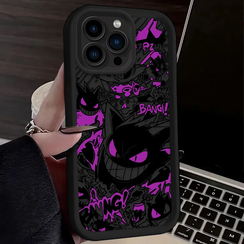 Fashion P-Pokemon Gengar Case For iPhone 11 17 Air 16 16E 15 14 13 12 Pro Max X XS X S Max XR SE 2020 SE4 7 8 Silicone Cover — view 4
