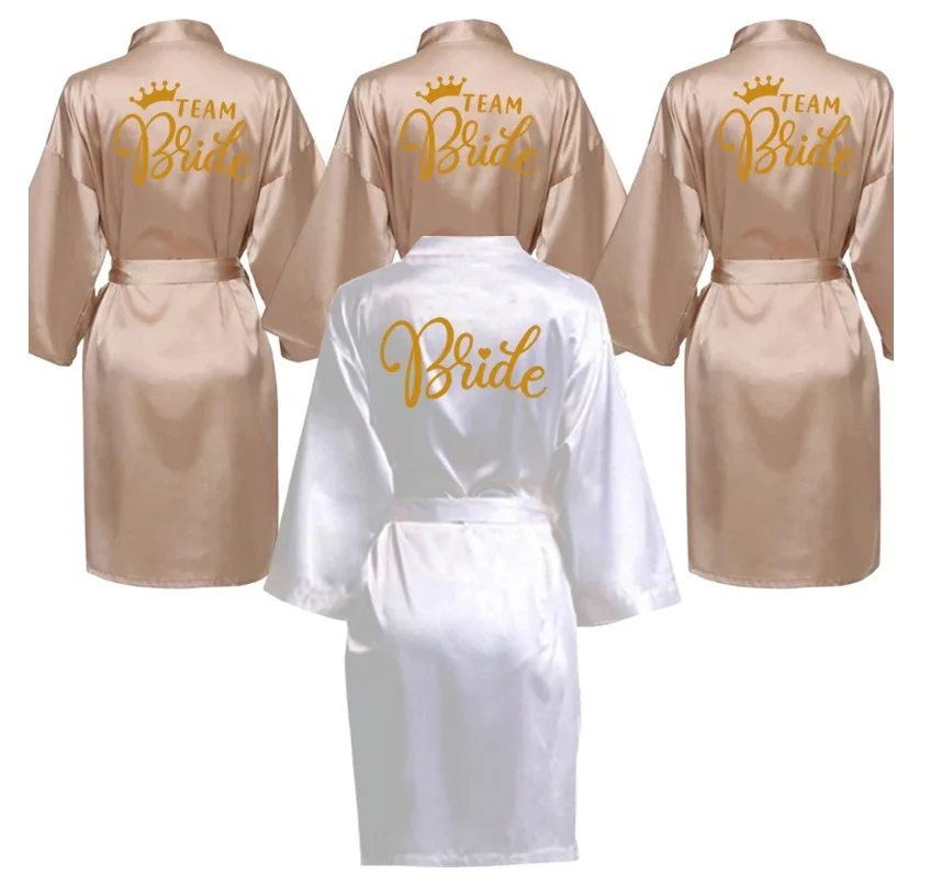 Women Team Bride Robe Wedding Gift Bathrobe Kimono Satin Robes Bridesmaid Bathrobe bride robes