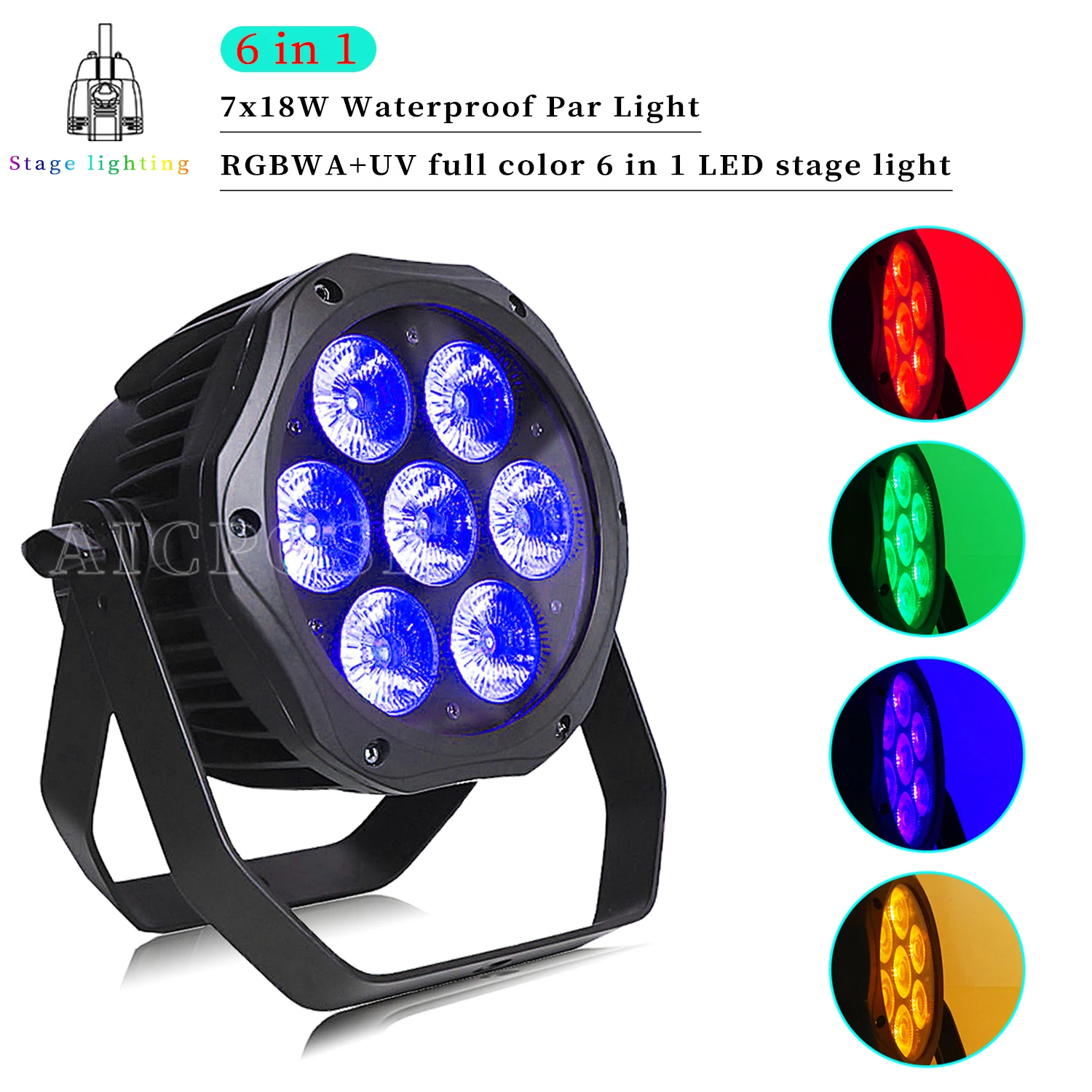 Impermeabile 7X18W Rgbwa Uv 6 In 1 Led Par Light Ip65 Outdoor Stage Light Dmx Controlled Stage Lighting Dj Disco Light