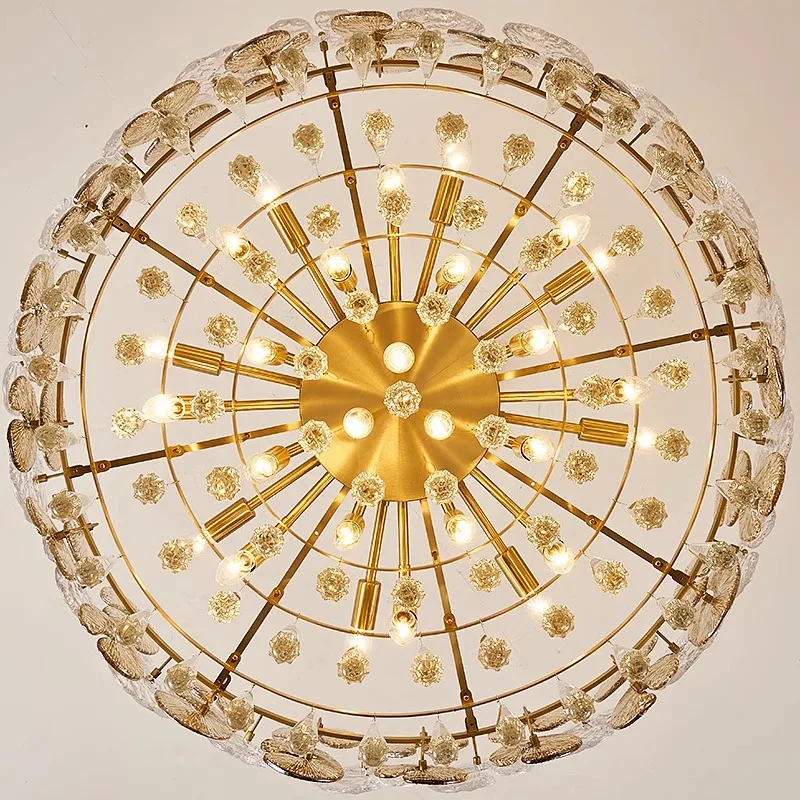 Modern Luxury Gold Glass Chandelier