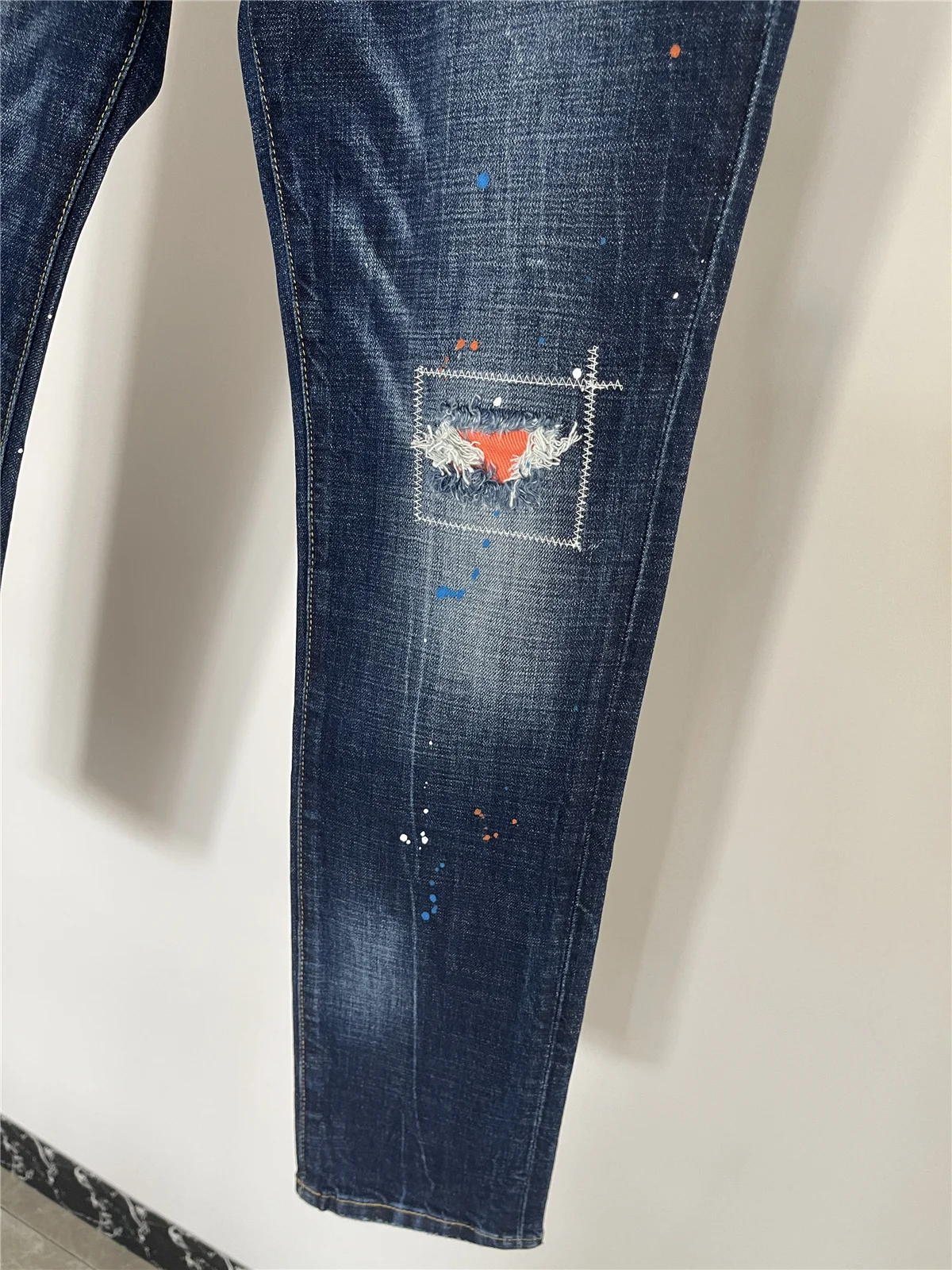 Autumn and Winter Men's Jeans Fashion Slim Three-dimensional Cut Stitching Micro Elastic Spot Button men jeans mens jeans jeans trousers elastic jeans denim trousers
