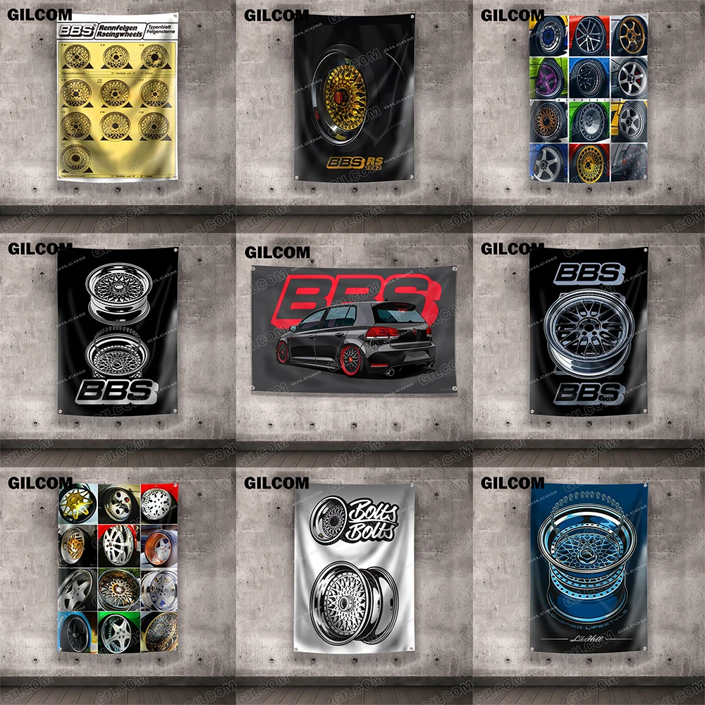 Bbs Automotive Components Wheel Hub Flag Car Speed Competition Exercise Poster Pubblicizza Logo Sport Outdoor Club Banner