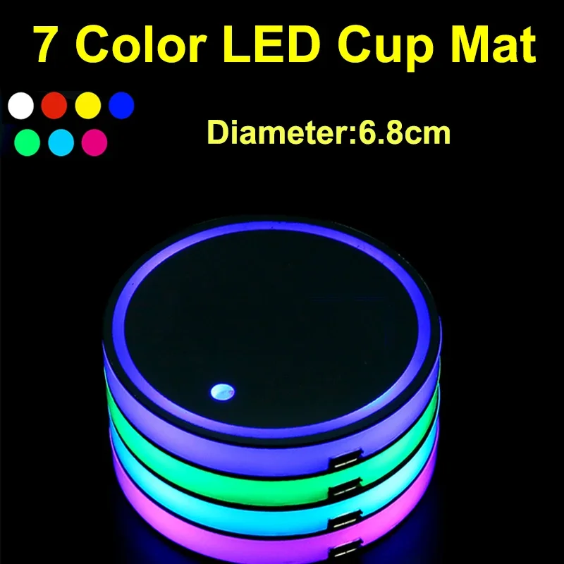 7 Colori Intelligent Led Car Water Coaster Portabevande Per Dacia Jogger Logo Usb Charging Cup Mat Pad Decor Light Interior