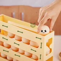 4-layer Egg Holders Refrigerator Automatic Roll-Out Fresh Egg Storage Device Household Refrigerator Storage Egg Box Hold 30 Eggs 2