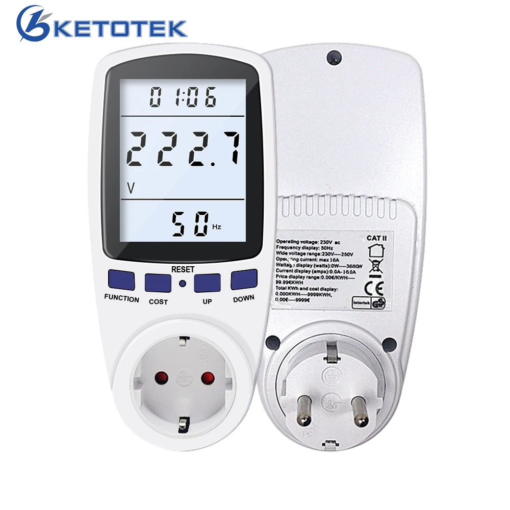 KWH Consumption Analyzer Electricity Usage Monitor Power Meter Plug Home Energy Watt Volt Amps KWH Consumption Analyzer 