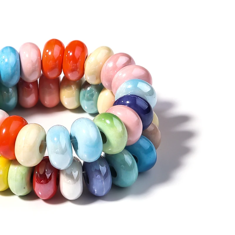 Louleur apx 55 stücke bunte keramik perlen abacus perlen lose perlen spacer perlen für schmuck herstellung armbänder zubehör handgemacht
