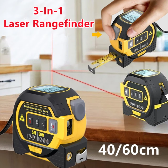 3in1 Lcd Laser Télémètre 60m Ruban à mesurer Règle Distance Mètre