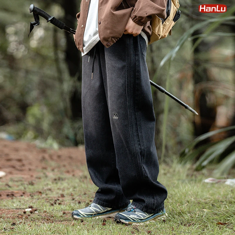 Korean Fashion Men's Jeans Pants Casual Vintage Baggy Clothing Straight Leg Trousers Man Streetwear Pop Harajuku Oversize Pants