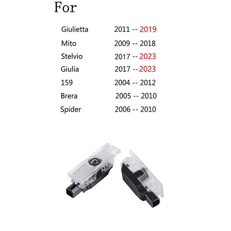 2 Pezzi Lampada Di Proiezione Per Portiera Dell'Auto Luce Di Benvenuto Per Alfa Romeo Giulia Stelvio Giulietta Mito 159