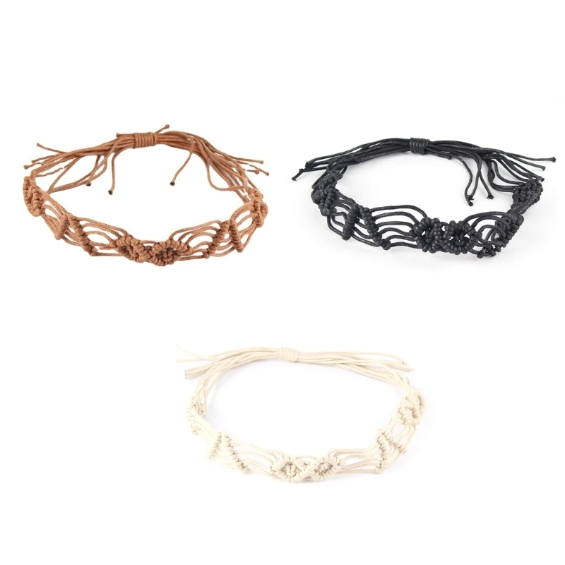 

M89E Straw Hat Band Boho Hair Tie Boho Bracelet Boho Hat Band Western Hat Band