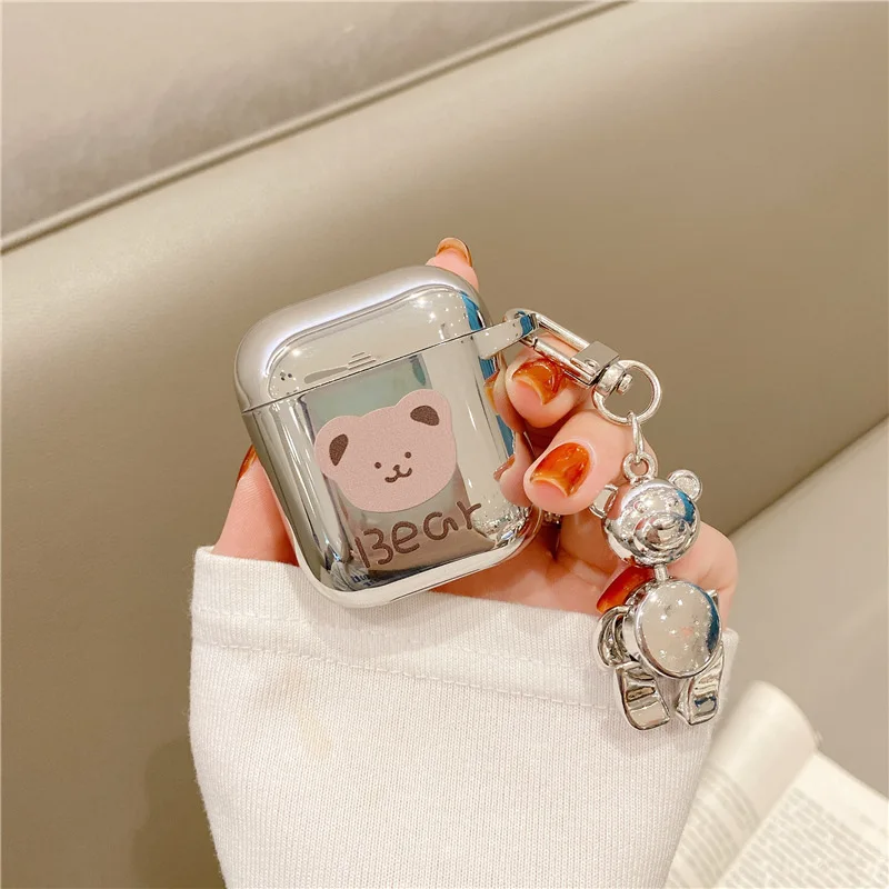 

Cartoon Bear Electroplated Protective Sleeve for Airpods Pro, Soft Shell Case for Apple Airpods 1/2 Gen Earphones silicone pad