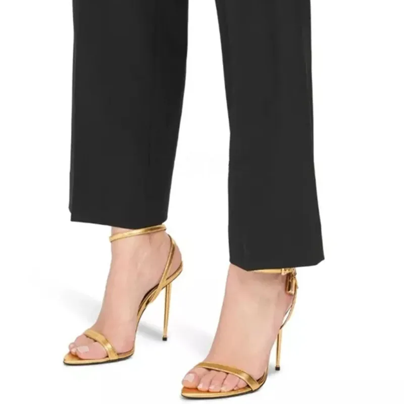 Sandálias de grife com salto alto para mulheres, sapatos de festa