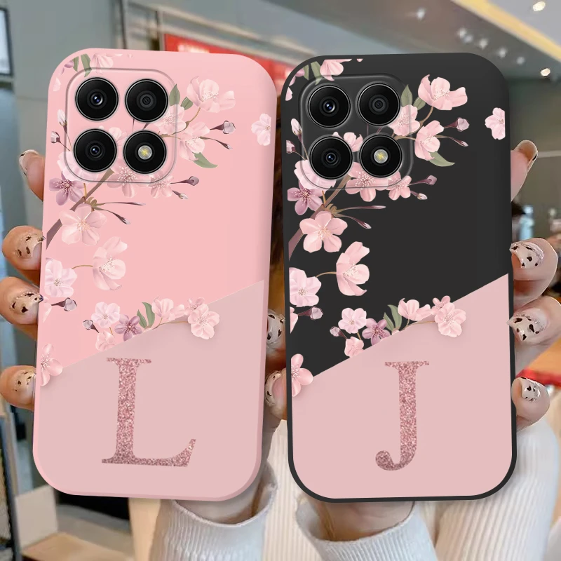 Elegant Floral Initial Soft Silicone Case for Smartphone – Stylish Letter Design Cover