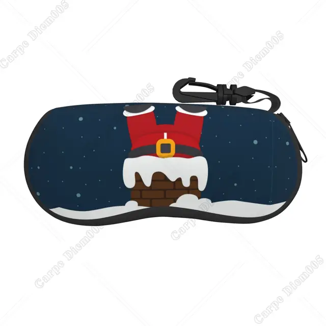 Funny Santa Claus Climbing A Chimney Christmas Glasses Box Case Sunglasses Bag: A Festive and Practical Accessory!