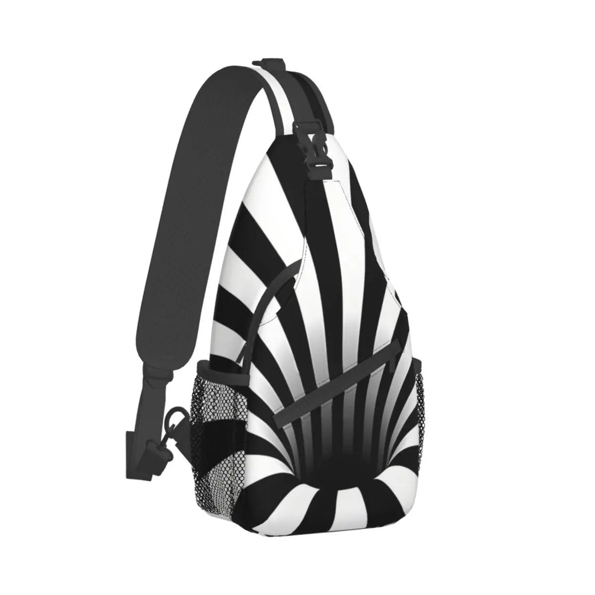 

Optical Illusion Black Hole Lines Crossbody Chest Bags Geometry Pattern Pockets Travel Pack Messenger Sports Teens Shoulder Bag