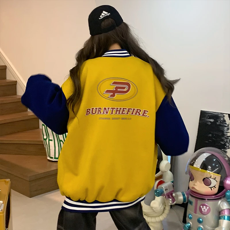 

Privathinker Baseball Jacktes Coat Men Loose Fashion Patchwork Elastic Thread Single Breasted Jacket Male Street Hip Hop Tops