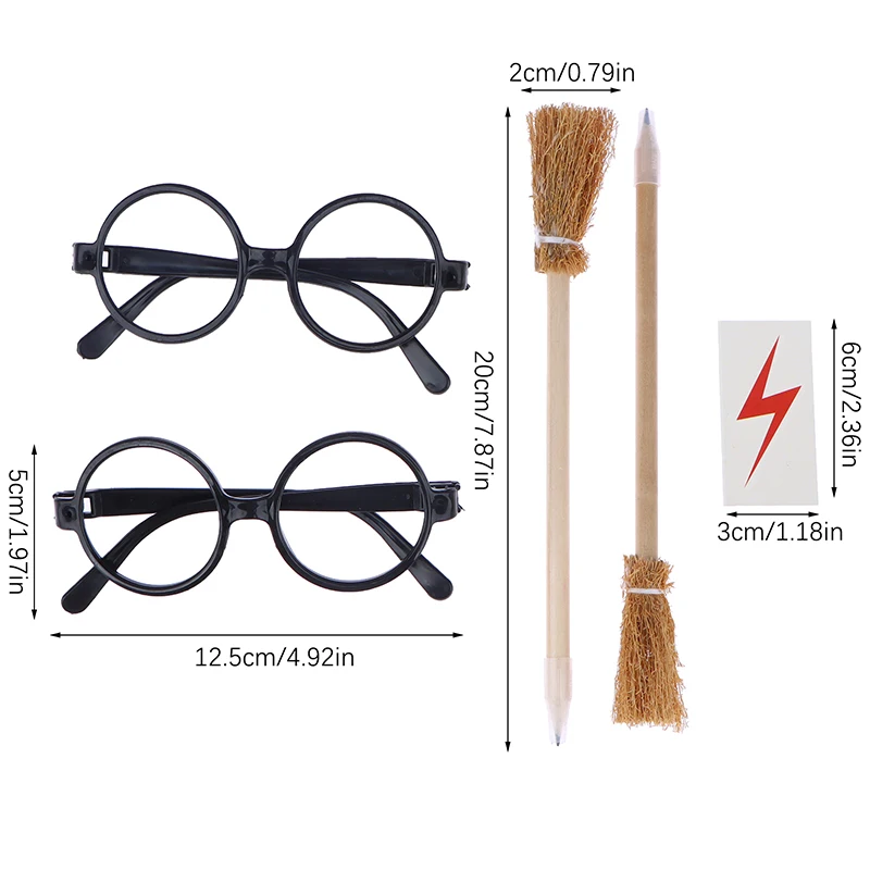 45Pcs/Set Wand Pencils Tattoo Stickers Broom And Glasses Wizard Party Favors Wizard Wands Theme Party Supplies