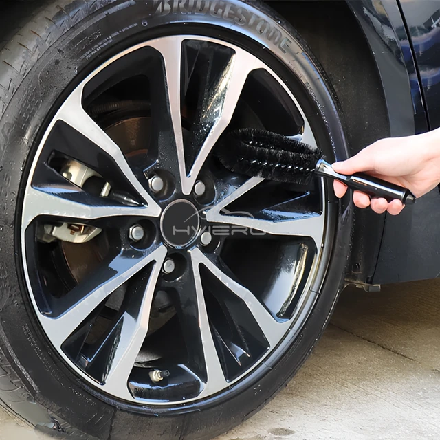 1/2X roue de lavage de voiture Handtruck moto bord souple moyeu brosse jante épurateur pneu poussière combinaison ensemble outils de nettoyage accessoires 5