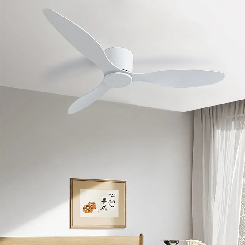 42 52 Inch Ceiling Fans No Light DC Motor Remote Control Cooling Fans Lamp Low Floor Ceiling Fan White wood Black Color FANS 5