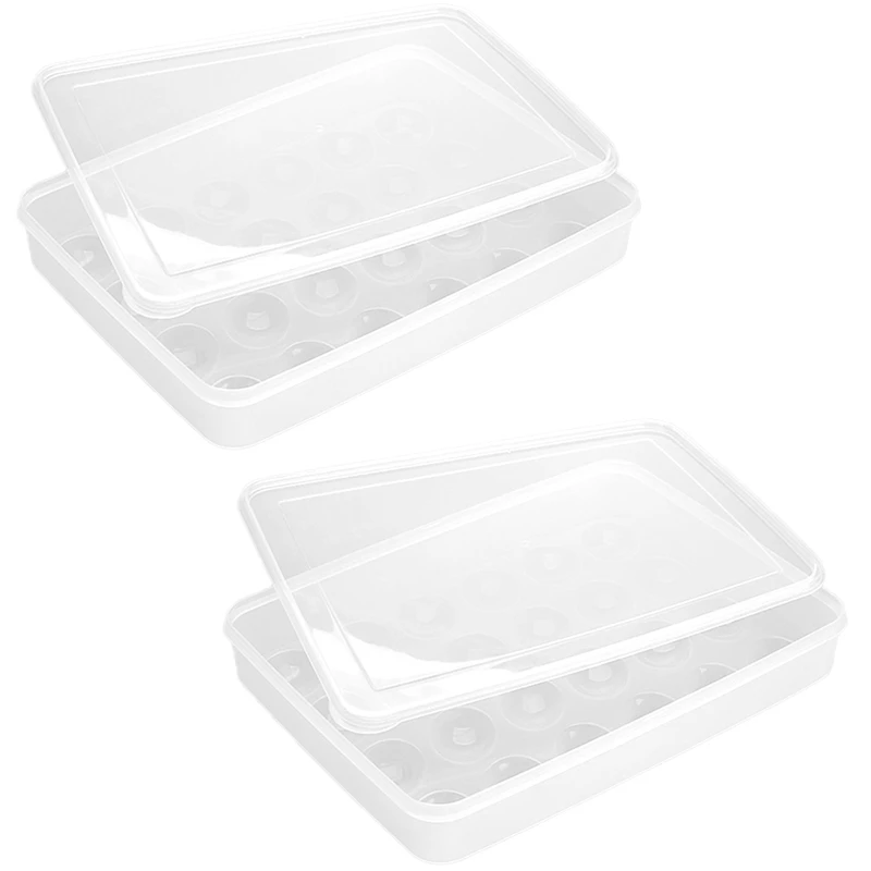 

2 Clear Egg Containers With Lid Hold 48 Eggs, Easy Carry Accessory Part Kit Dishwasher Safe Carrier,Stackable