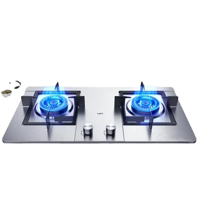 Double-Eye Gas Stove For Home Built-In Table Embedded Dual Purpose Stainless Steel High Firepower And Fast Heating Cooktop Stove