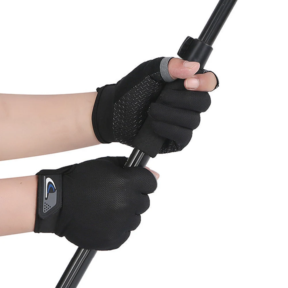 1 Pair Winter Fishing Gloves 2 Cut Fingers Fingerless Gloves Men Women Breathable Anti-slip Fishing Wear for Pesca Fitness fingerless gloves fishing gloves