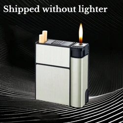 Stylish Metal Cigarette Case with Built - In Lighter, Anti - Pressure & Moisture - Proof Design, Holds 20 Standard Cigarettes (XP007M - GOLD)