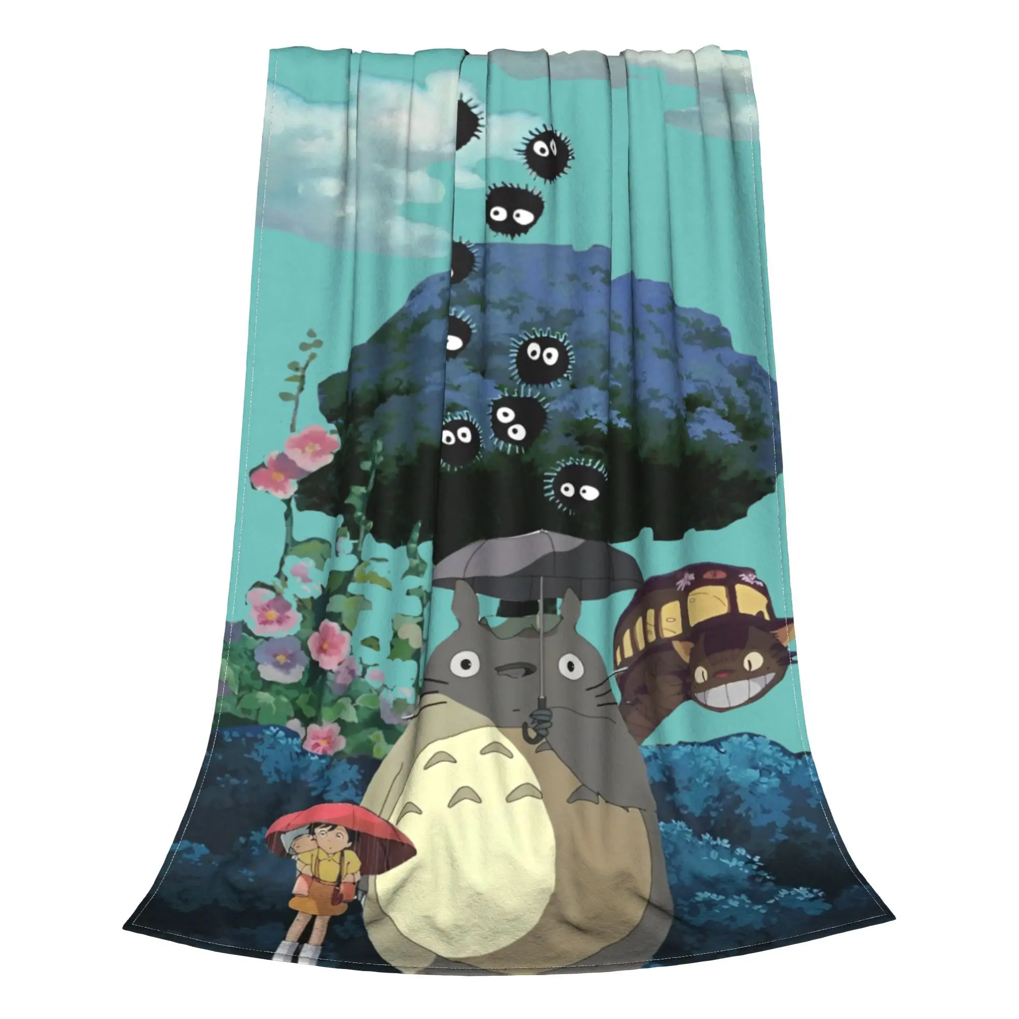 T-TotoroS Cartoon Movie Blanket Flannel Textile Decor Anime Multi-function Lightweight Thin Throw Blankets for Bed Bedspread 3