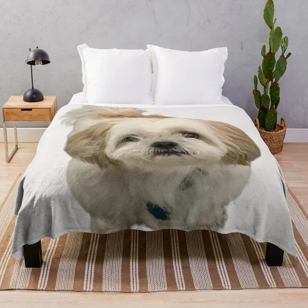 

White shih tzu Throw Blanket Blankets For Bed Thin Fluffy Shaggy Blankets