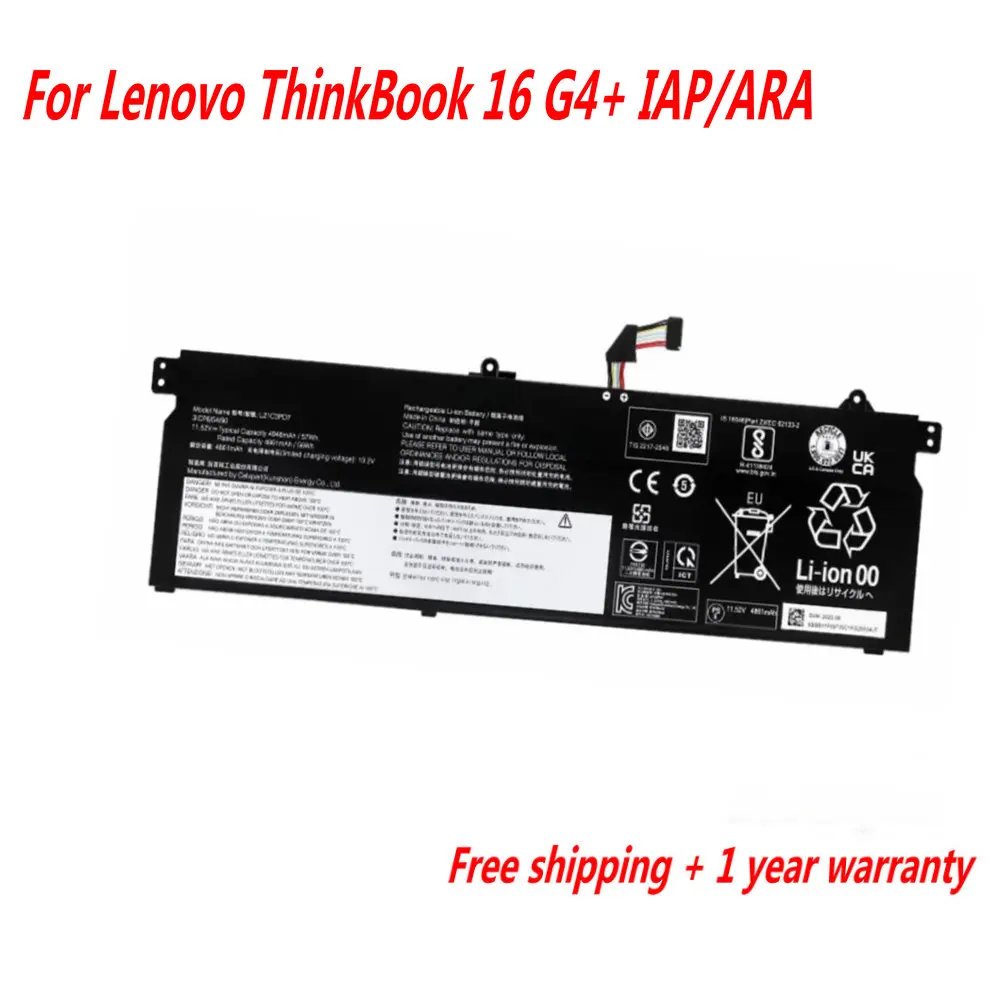 

11.52V 4948mAh 57Wh L21C3PD7 Laptop Battery For Lenovo ThinkBook 16 G4+ IAP/ARA L21M3PD7