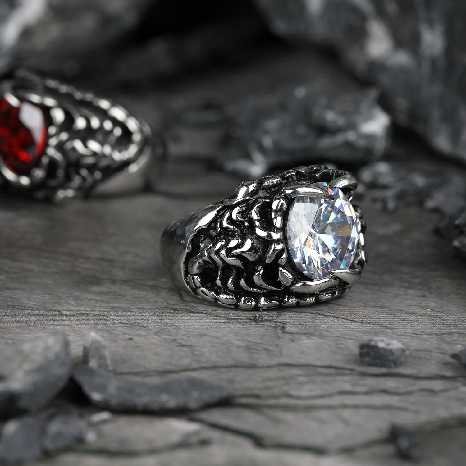 moto MOTO ヴィンテージ　リング Men's Retro Silver Tone Oval Tiger Eye Stone Biker Rocker