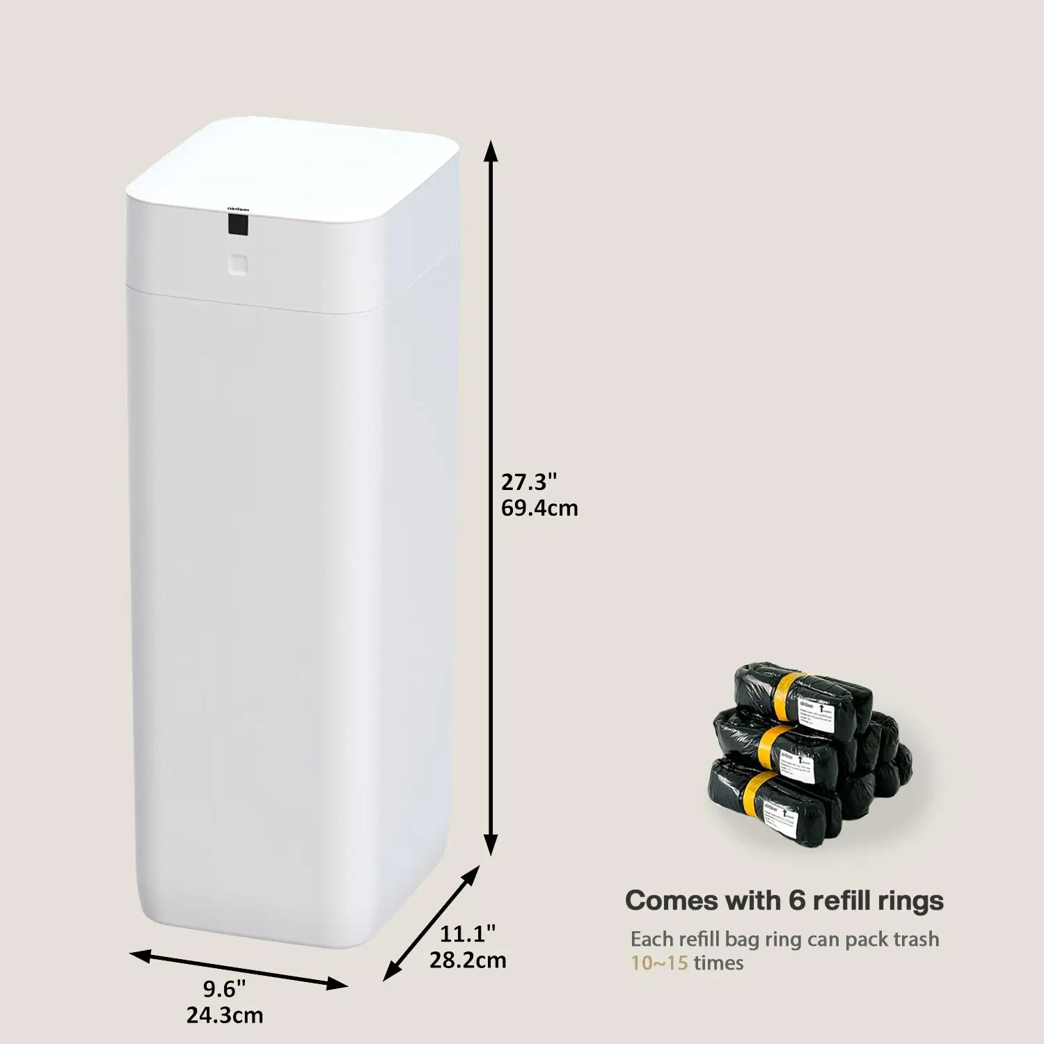 Can, 8 Gallon Self Sealing and Self-Changing Smart Trash Can, Motion Sensor,  Garbage can with lid for 6