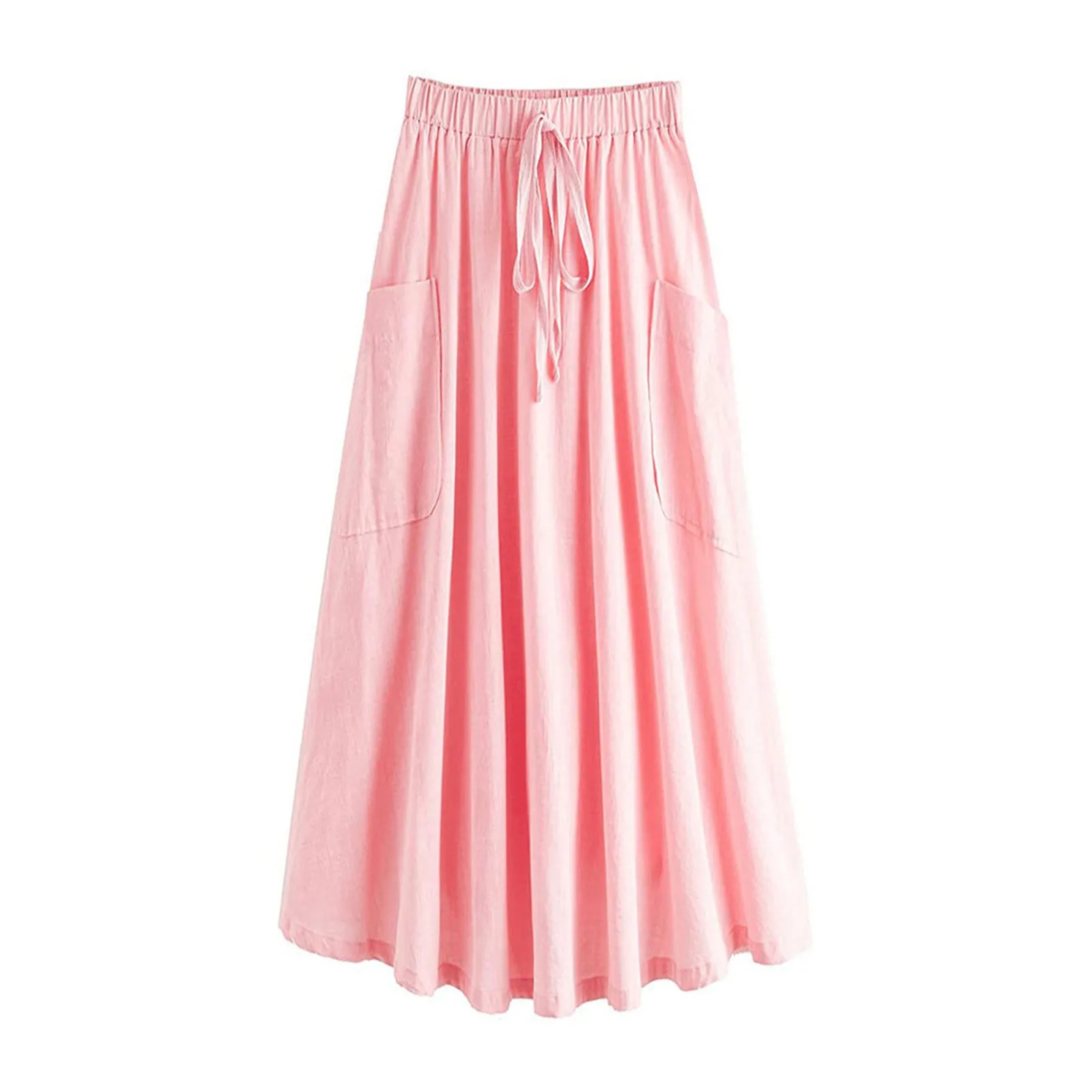 

Women's Casual High Waist Pleated A-Line Midi Skirt With Pocket Weekend Skirts faldas para mujeres faldas para mujeres