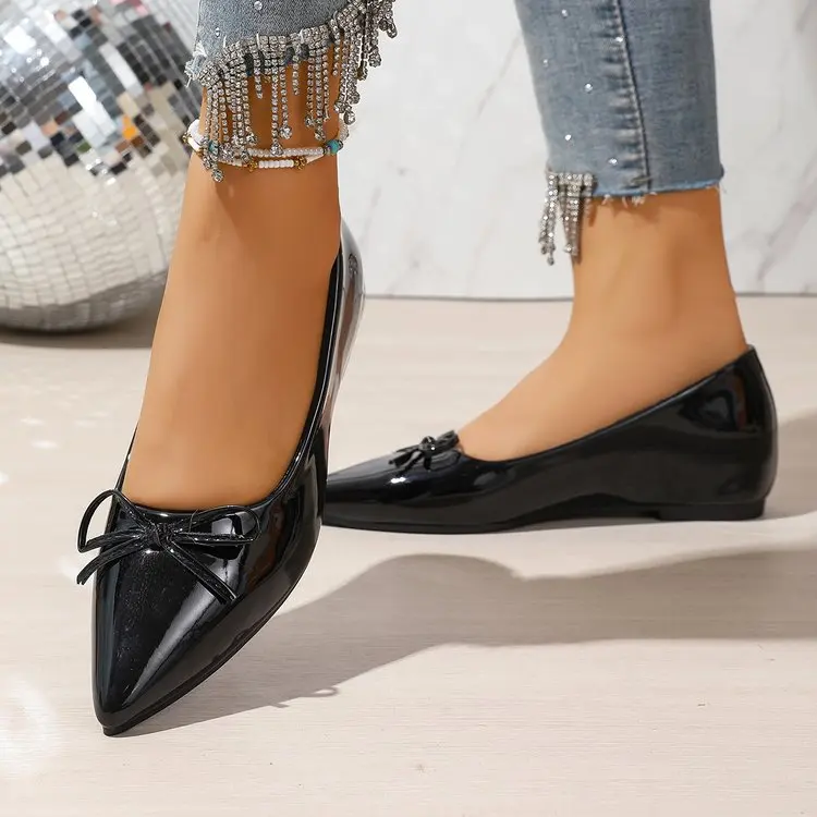 Ballerine donna a punta con fiocco scarpe basse casual comode_voghion.com