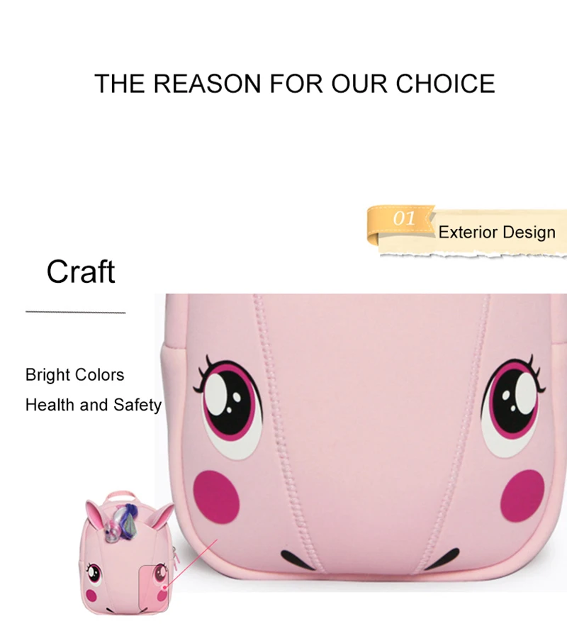 Baby Girl Backpack Toddler Girl Backpack 3D Unicorn Cartoon Travel Pre School Bag for Kid Backpacks with Safety Leash 1-5 Years