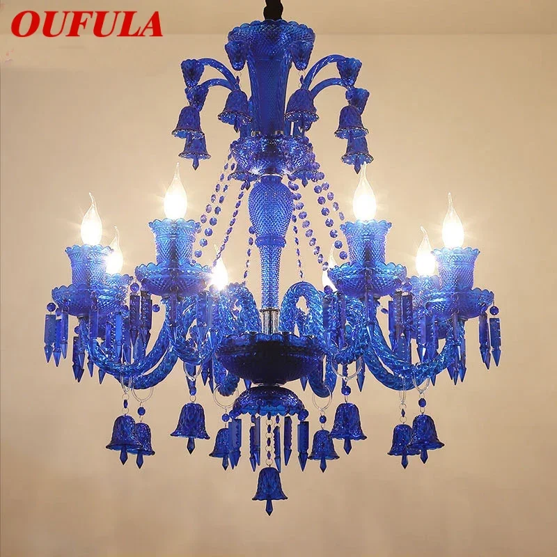 

OUFULA Luxurious Style Crystal Pendant Lamp European Candle Lamp Art Living Room Restaurant Bedroom Villa Chandelier