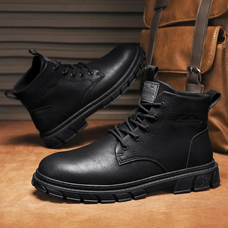 Winter Men Boots Outdoor Leather Ankle Boots Lightweight High Top Casual Boots Designer Male Work Boots Classic Handmade Boots - 3