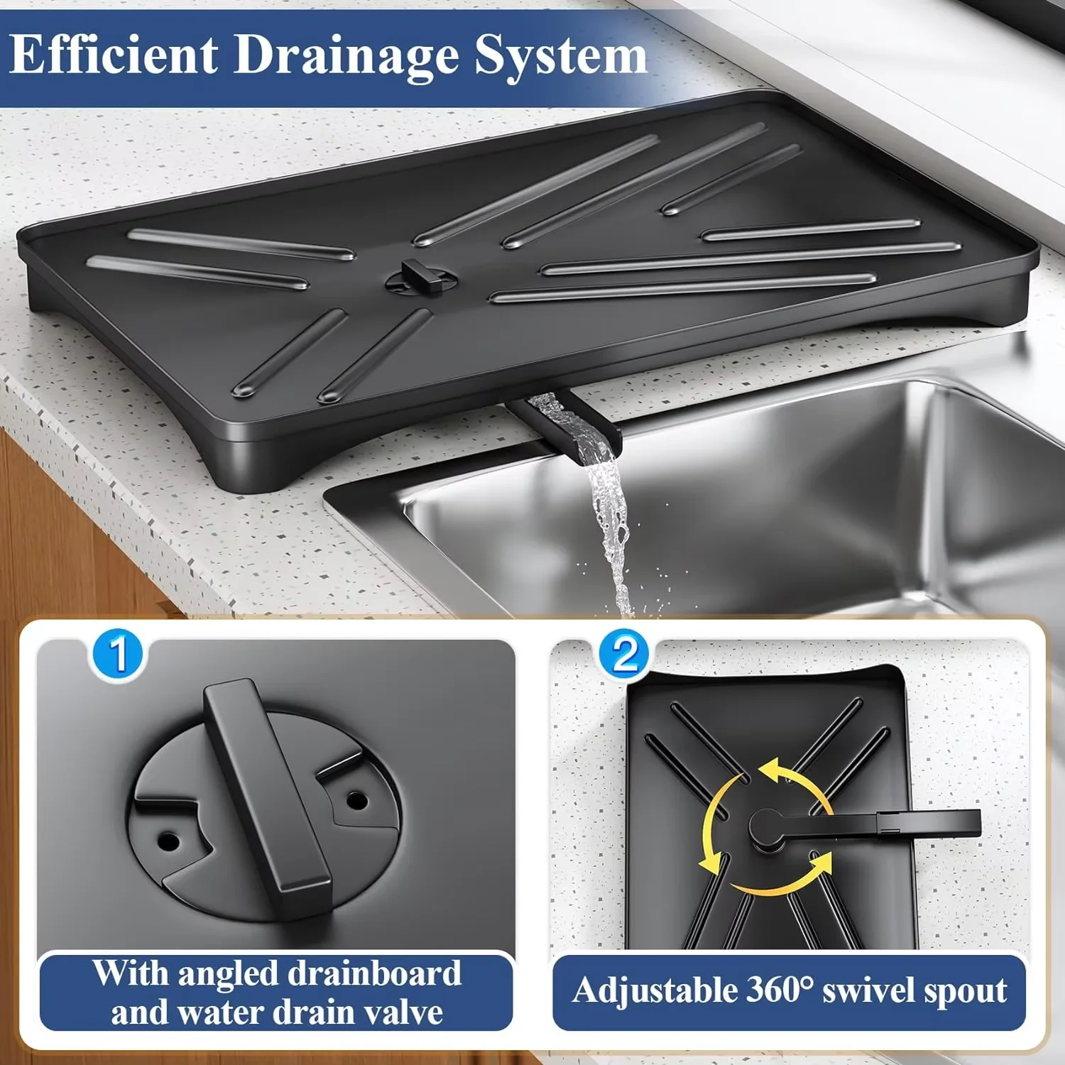 Dish Drying Rack for Kitchen Counter Large Dish Rack with Drainboard Rustproof Dish Drainer with Utensil Holder for Sink 4