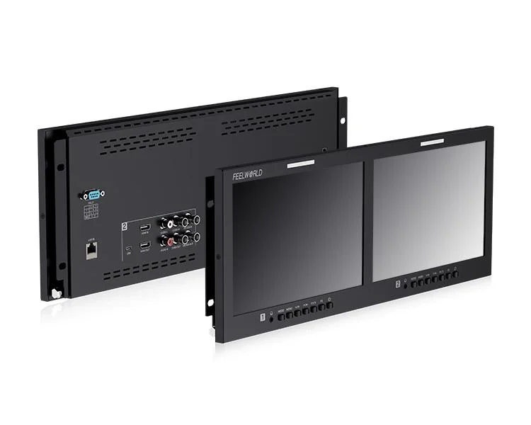 FEELWORLD D101 PLUS Dual 10.1inch 4RU Rackmount Monitor 4K Full HD Screen HDMI-Compatible SDI 1920x1200IPS Monitor For Record
