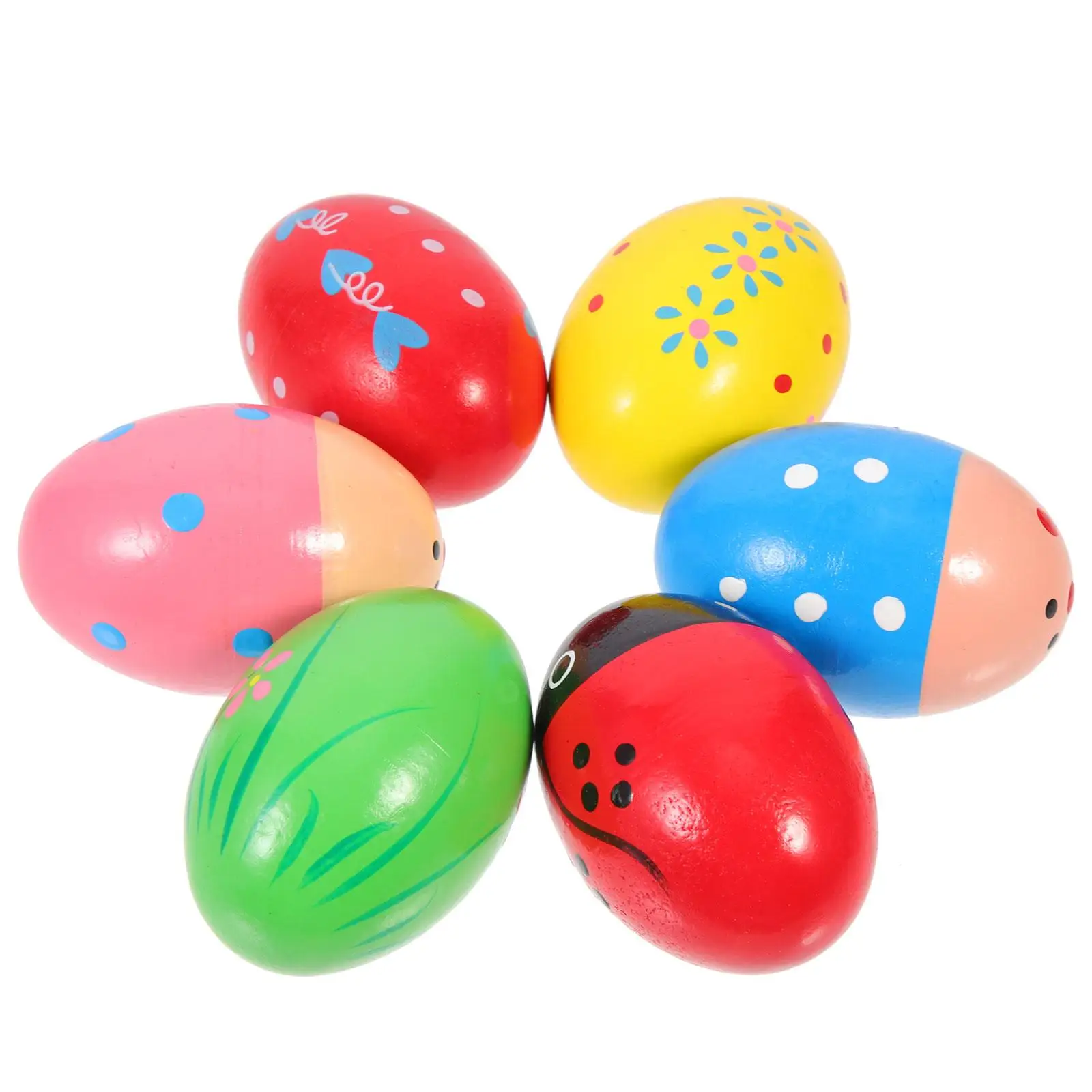 6Pcs Colorful Wooden Sand Eggs Musical Toys For Children Safe Paint Good Workmanship Percussion Instrument Plaything