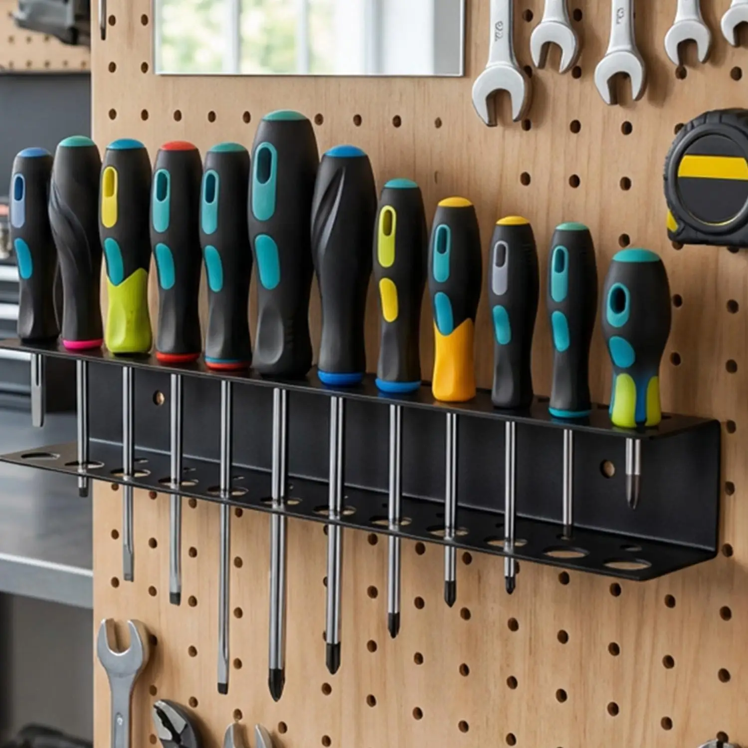 Metal Tool Organizer Holder Wall Mount Wall Mounted Pliers Hammer Screwdrivers Wrenches Rack Organizer Hand Tools for Workshop