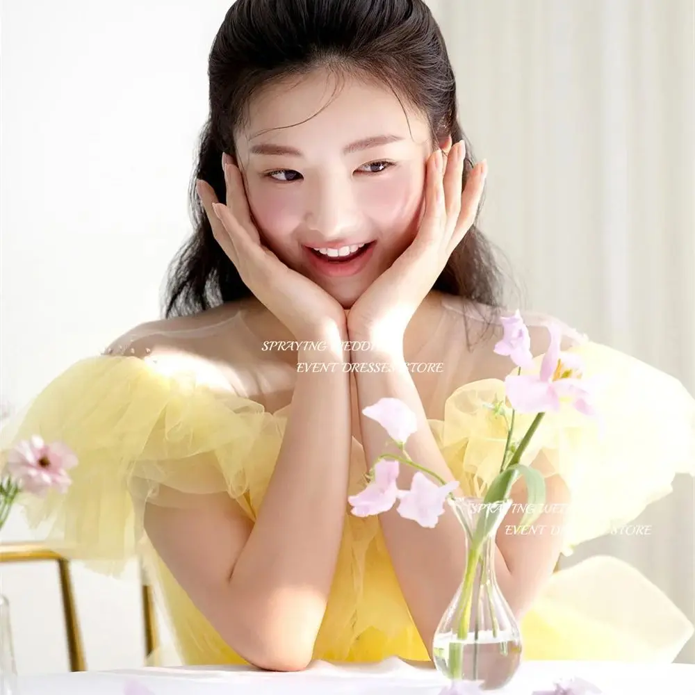 Wedding Party Dresses Bridal Gown Off the Shoulder Illusion O Neck Korea A-line
