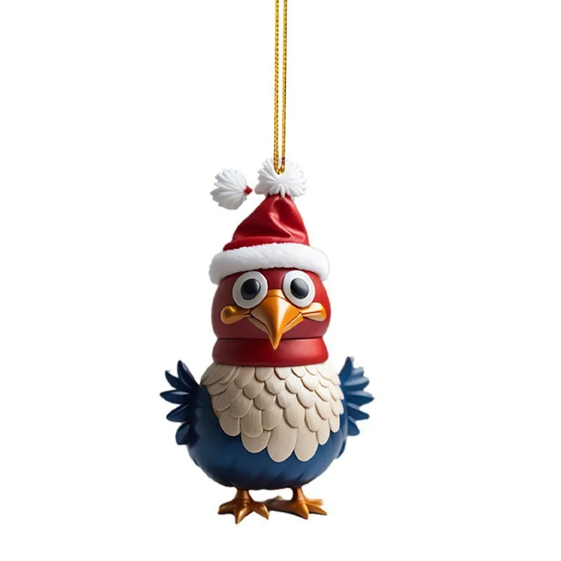 thumbnail image 1 of Colgante acrílico creativo con forma de gallo y pollo para árbol de Navidad, llavero para interior de coche, decoración, regalo de Navidad, 1 of 5