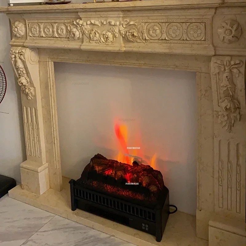ยุโรปเตาผิงตู้ตกแต่งตกแต่งบ้านอเมริกันจําลองฟืนเปลวไฟเตาผิงอิเล็กทรอนิกส์ถ่าน Brazier เครื่องทําความร้อน 1