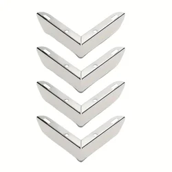 Set of 4 Stylish Metal Furniture Support Legs - Three - Pronged Design (Silver)