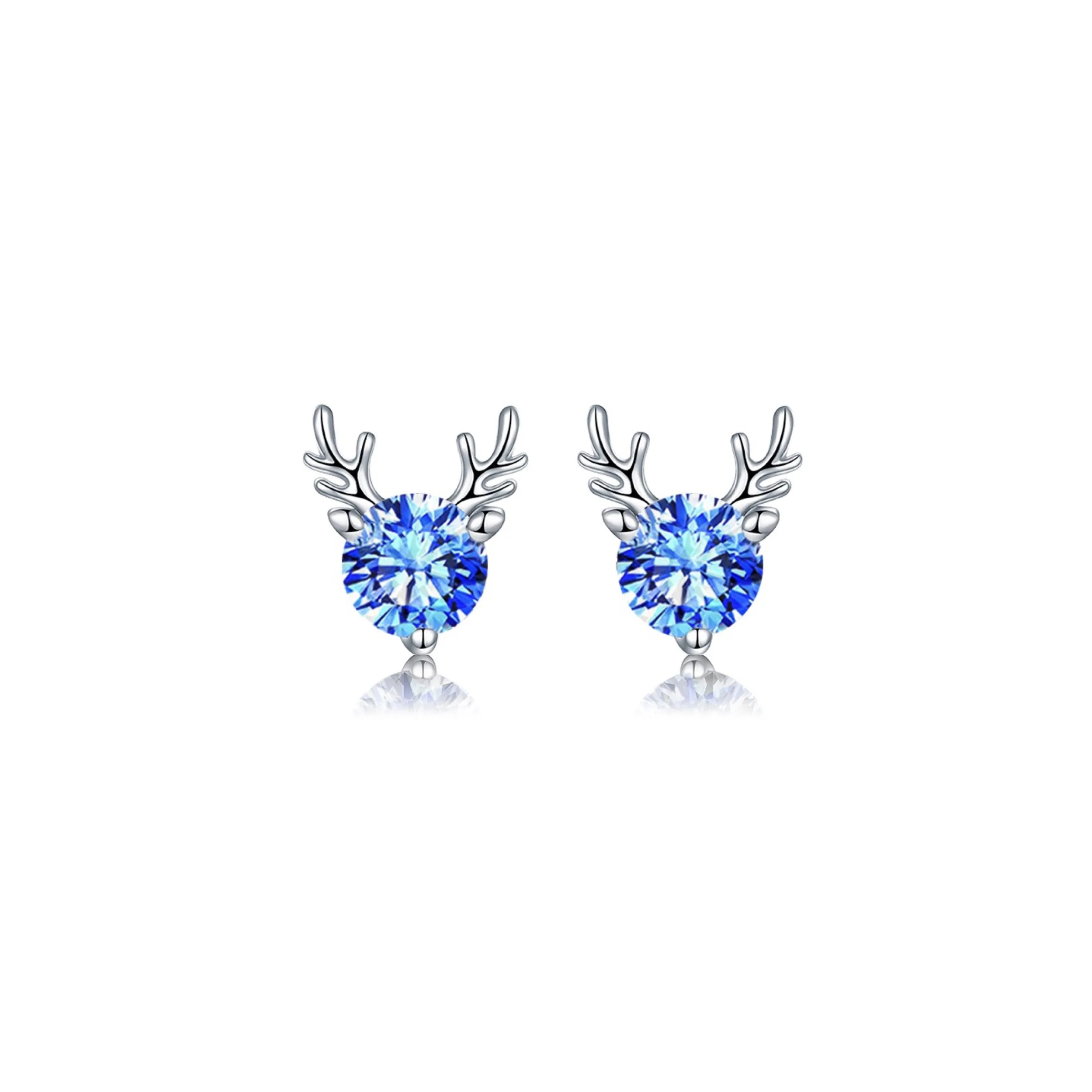 

S999 Sterling Silver Deer Horn Ear Studs For Teen Girls AAA Cubic Zircon Earrings For Women Girlfriend Come With A Cute Gift Box