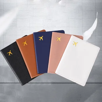 Custodia per passaporto per carte da donna e da uomo Custodia per biglietti di volo Clip per passaporto Portafoglio per passaporto in pelle PU tinta unita Porta documenti Porta passaporto