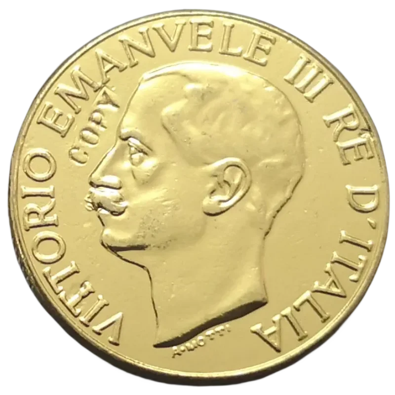 1923 Italia 20 Lire-Vittorio Emanuele Iii Oro Copia Coin